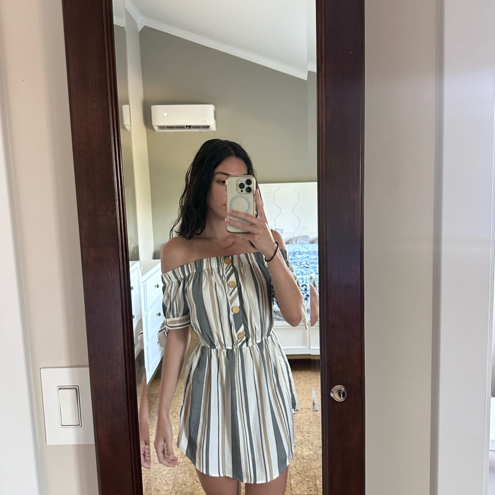 Striped Off-Shoulder Dress
